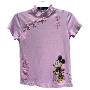 Disneyland Hong Kong Minnie Mouse Kids shirt- Pink, Size Medium